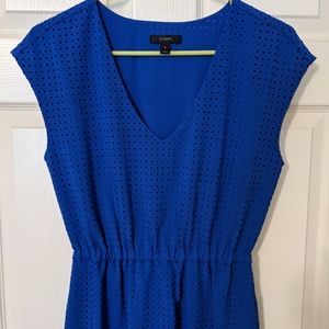 J Crew cobalt blue laser cut midi dress